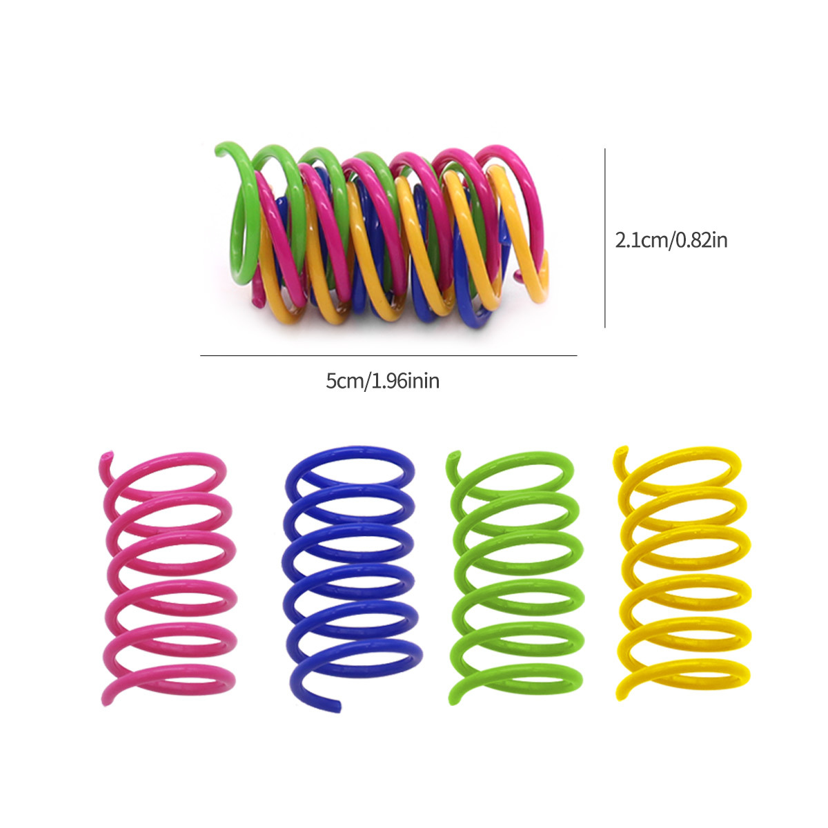 Juguetes para gatos transfronterizos para aliviar el aburrimiento, resortes de plástico de colores, juguetes molares para gatos, suministros para gatos, juguetes para gatos divertidos