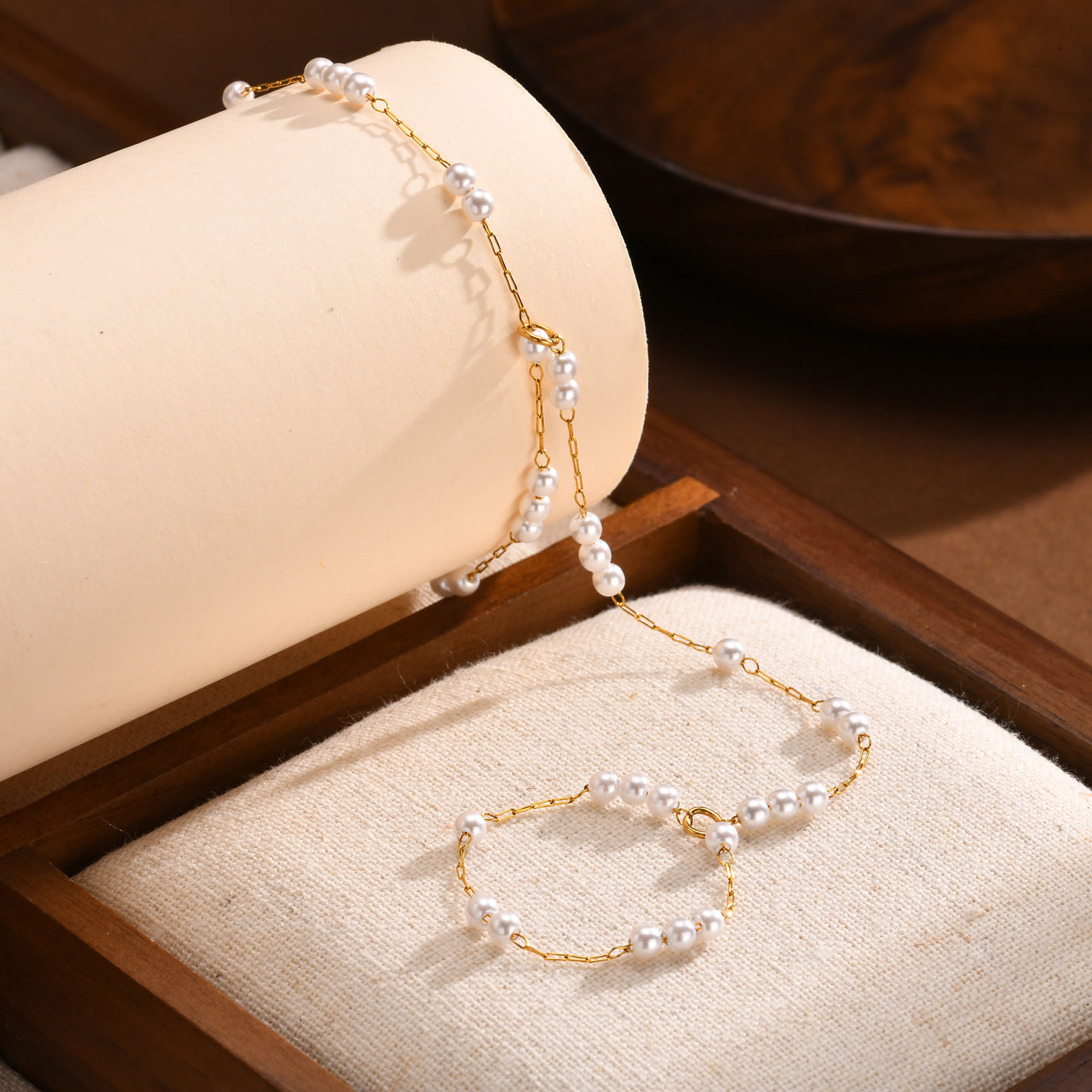 6g Weight Artificial Pearls Inlay Material Bracelets Classification 304 Stainless Steel Chain Material cable chain Chain Type Daily Occasion 304 Stainless Steel Material Geometric Pattern All Seasons Season Women's Gender Plating Design IG Style Style IG Style Geometric 304 Stainless Steel Artificial Pearls Cable Chain Bracelets In Bulk 27