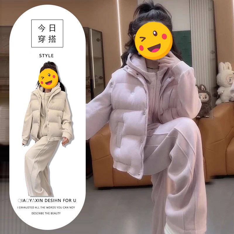 2025 New Autumn and Winter Casual Sports Suit Women's Warm Vest Hooded Elegant Sweatshirt High Waist Hip-Covering Casual Pants 2025 New Autumn and Winter Casual Sports Suit Women's Warm Vest Hooded Elegant Sweatshirt High Waist Hip-Covering Casual Pants