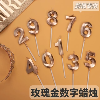生日数字蜡烛镀金歌剧院蜡烛玫瑰金香槟色生日蛋糕蜡烛派对跨境