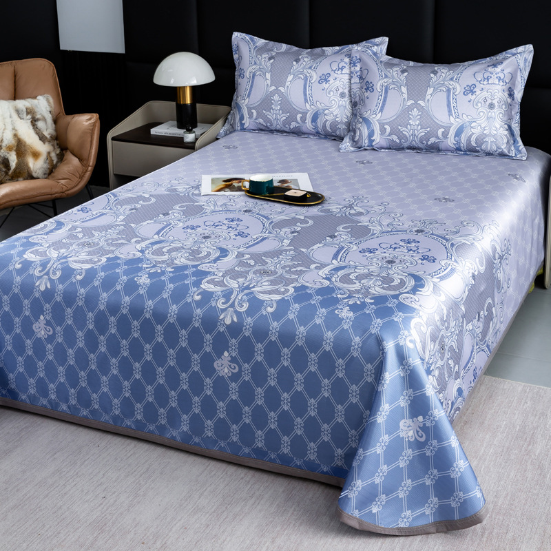 Sábanas de seda de hielo de verano, esteras de aire acondicionado de tres piezas, esteras de seda de hielo de verano, esteras de aire acondicionado de lujo, esteras de seda de hielo de verano lavables a máquina, esteras de seda de verano para dos personas