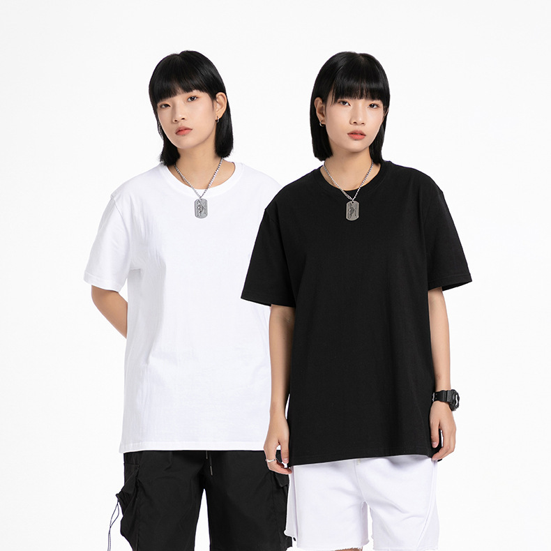 Double Yarn 40 Count 230g Heavyweight Pure Cotton Short-Sleeve T-Shirt for Men, Loose Fit Solid Color Base Shirt, Trendy Brand Tee, White Custom-Made Double Yarn 40 Count 230g Heavyweight Pure Cotton Short-Sleeve T-Shirt for Men, Loose Fit Solid Color Base Shirt, Trendy Brand Tee, White Custom-Made