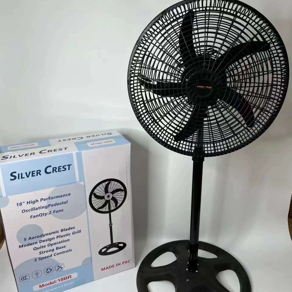 Голова экспорта вентилятора пола продуктов внешней торговли экспорта электрического вентилятора пола экспорта 18 дюймов английская мовинг