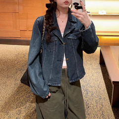 蓝调时刻 私服复古做旧牛仔外套女早秋韩系小众上衣