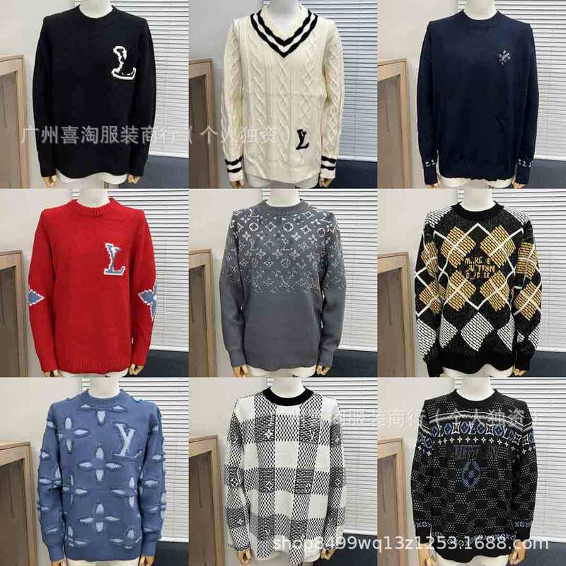 Autumn and Winter Trendy Brand Lujia Letter Logo Jacquard Round Neck Knitted Wool Sweater for Men and Women Loose Casual Tops