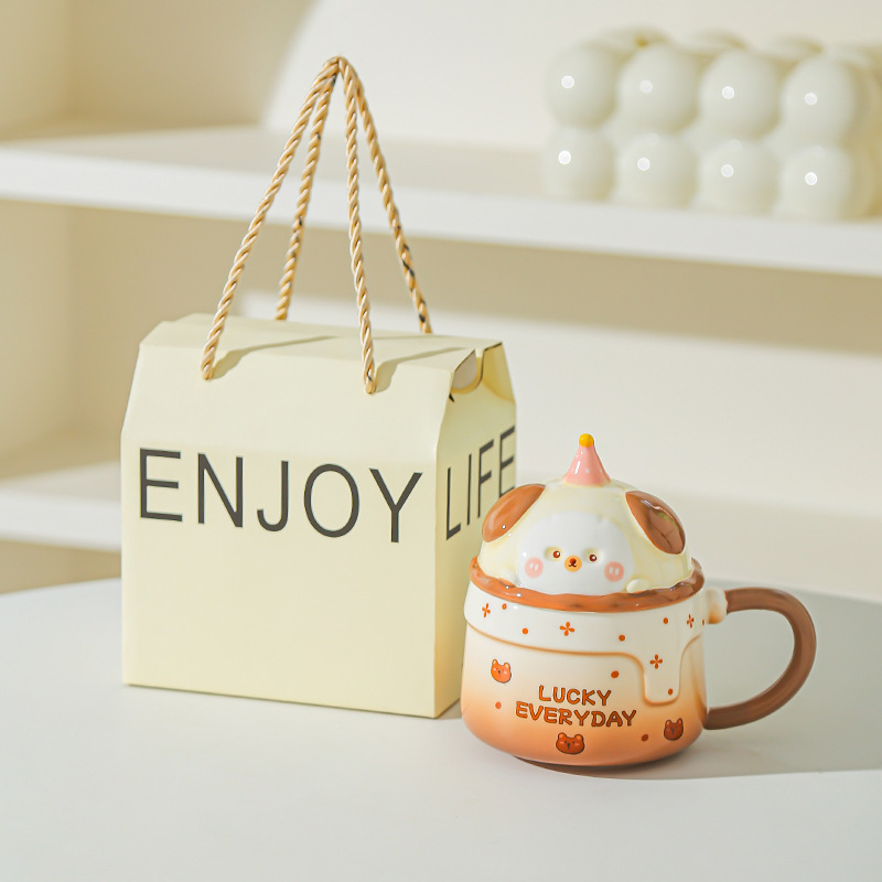 Tazas caseras de cerámica con tazas de café cubiertas, tazas de café para chicas, regalos de cumpleaños de alto valor, regalos de mano lindos