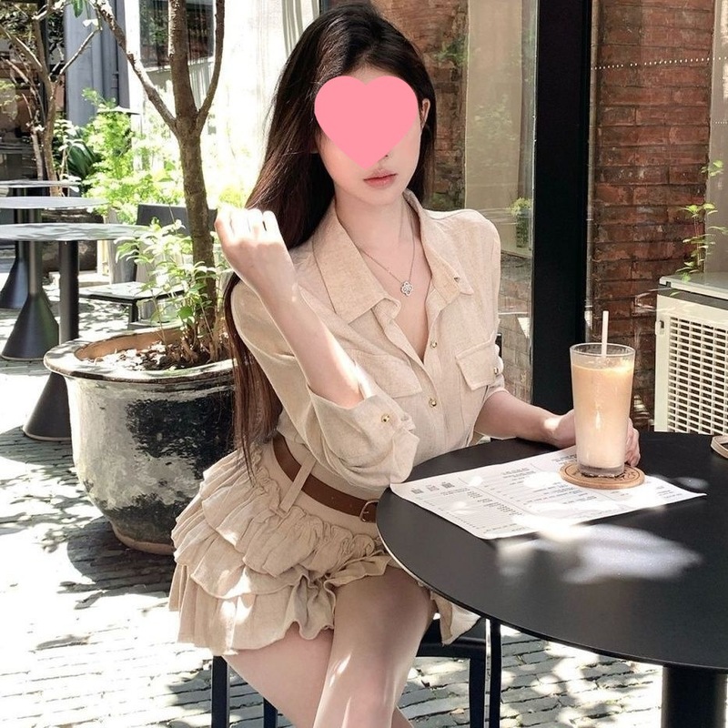 高级松弛感法式衬衫套装2025秋季气质收腰长袖衬衣蛋糕短裙两件套|undefined