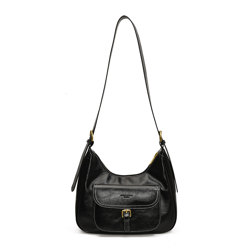 Bolsos retro de piel de cera de alta sensibilidad, bolsas de mujer 2025, nuevo otoño y invierno, bolsas de hombro y brazo.