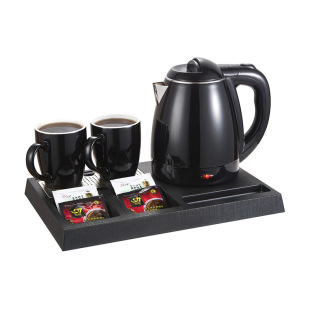 跨境1350W電熱水壺套裝 五星級酒店旅館水壺托盤茶杯燒水壺配套