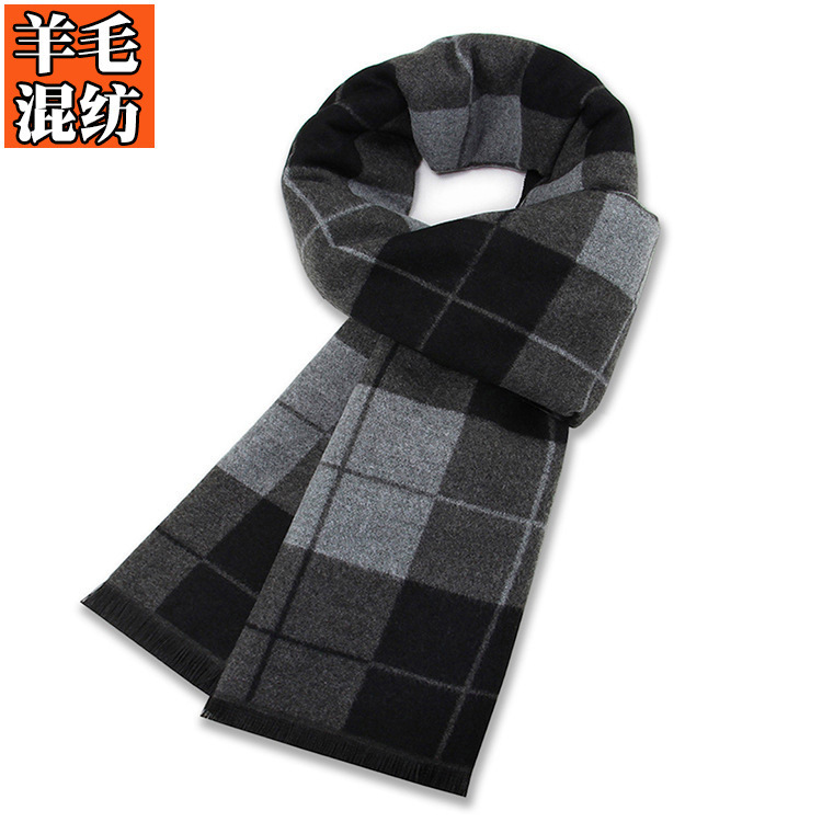 New Men's Scarf Wool Blend Winter Warm Scarf Men's Casual Plaid Long Neck Scarf Manufacturer Ready Stock Customization New Men's Scarf Wool Blend Winter Warm Scarf Men's Casual Plaid Long Neck Scarf Manufacturer Ready Stock Customization