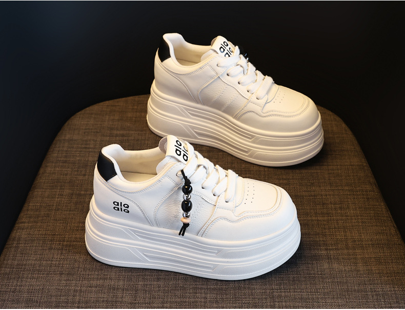 Giày sneaker nữ đế dày trắng siêu nhẹ tăng chiều cao HY9856 — đen chi tiết 5