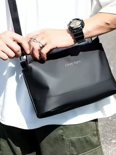 Cross-Border Popular Casual Men's Shoulder Bag, Lightweight Black Versatile Commuter Bag, Korean Style Trendy Ins Crossbody Bag