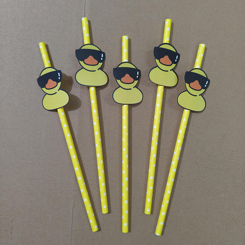 Antecedentes transfronterizos gafas patitos lindos patos frescos paja desechable postre fiesta decoración paja