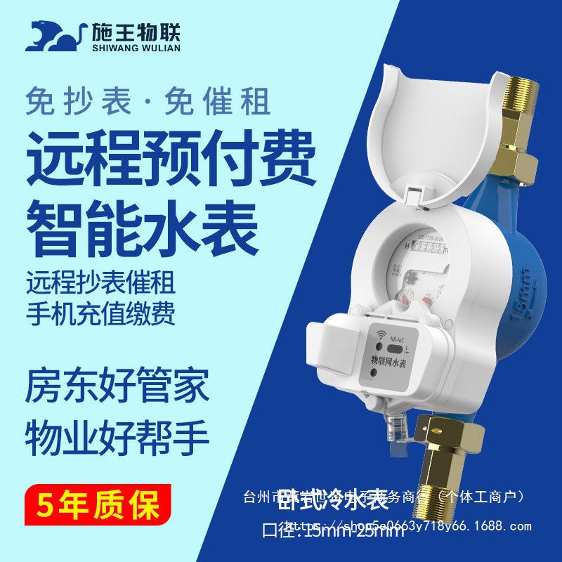 施王物联远程NB-IOT预付费冷水表高精度深度防水远程抄表智能水表