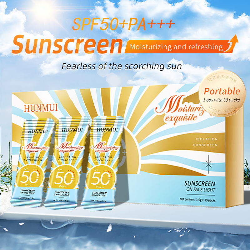 [Cross-border Foreign Trade] SPF50 Isolation Sunscreen Moisturizing Moisturizing Brightening Skin Color Portable Sunscreen Emulsion