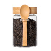 Home Coffee bean, oatmeal grain glass bottle sealing can food grade with a spoon, bamboo lid tick mouth seasoning storage