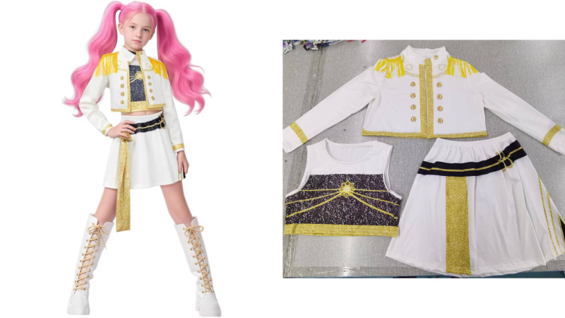 2025亚马逊新款女孩恶魔猎人服装搭配流行歌手3D印花女装童装套装|undefined