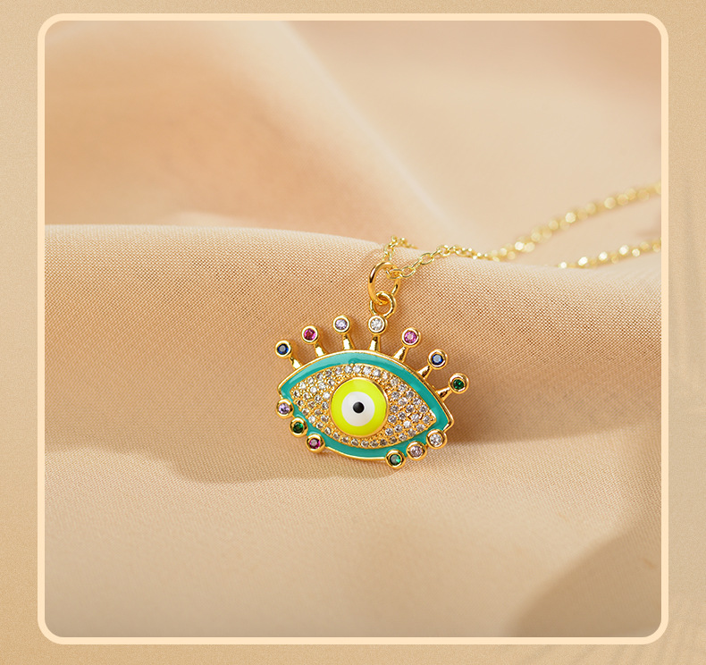 Fashion Devilu0027S Eye Copper Plating Zircon Pendant Necklace