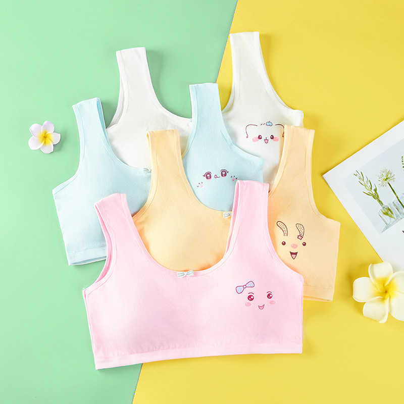 Girls' Intimates Development Period Students Pure Cotton Girls' Vest Without Rims Bra Kidsren's Sports Bra to Prevent Exposure