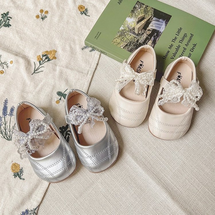 Tweed Style Kidsren's Shoes, Girls' Lace Moral Training Shoes, Comfortable Soft-Soled Shoes, Girls' Princess Shoes, Velcro Ballet Shoes