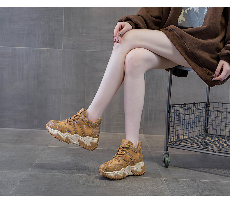 Giày sneaker nữ chunky đế dày phong cách hot girl, cổ điển năng động mùa đông 2025 — M2669 màu vàng một lớp lót trong, M2669 một lớp màu đen, M2669 màu đỏ một lớp bên trong, M2669 màu xám một lớp bên trong chi tiết 12
