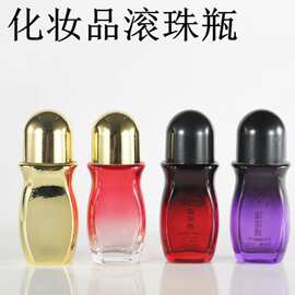 现货新款扁形金色圆盖50ml药酒瓶滚瓶30ml按摩走珠瓶精油分装瓶子