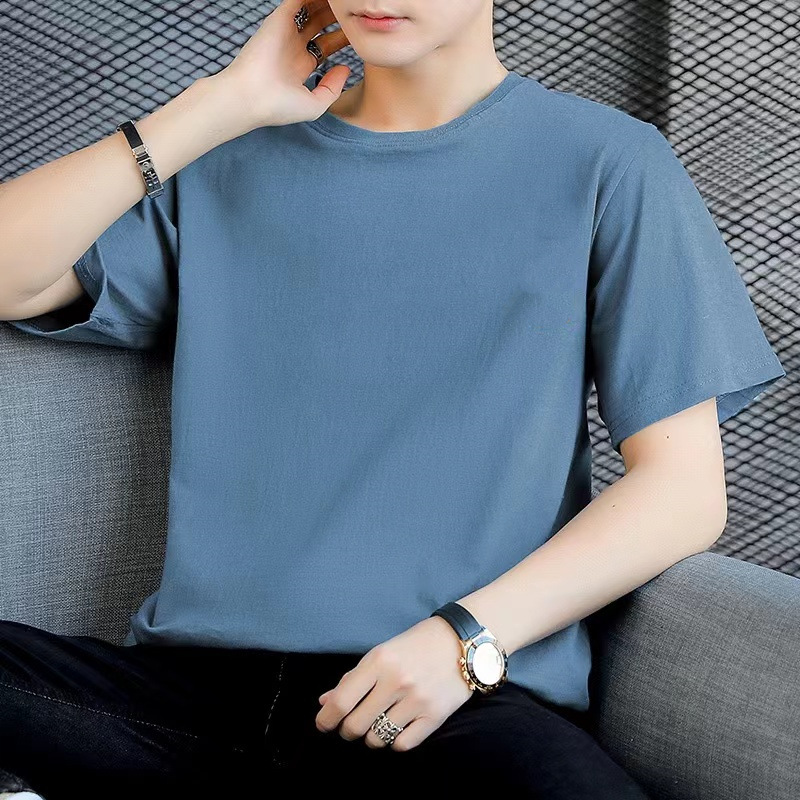 Camiseta de manga corta para hombre Camiseta de marca de moda para hombre de verano para hombre Camiseta simple color sólido más tamaño media manga que basa la camisa