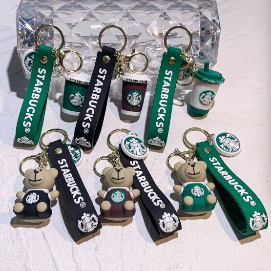 Douyin Live Starbucks Bear Doll Keychain Bag Pendant Keychain Car Accessories Blind Box Wholesale