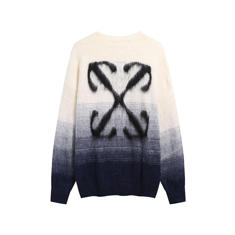 Cross-Border Correct Version of Off Ow Autumn and Winter New Arrow Logo Knitwear Round Neck Knitwear Couple Style One Piece Cross-Border Correct Version of Off Ow Autumn and Winter New Arrow Logo Knitwear Round Neck Knitwear Couple Style One Piece