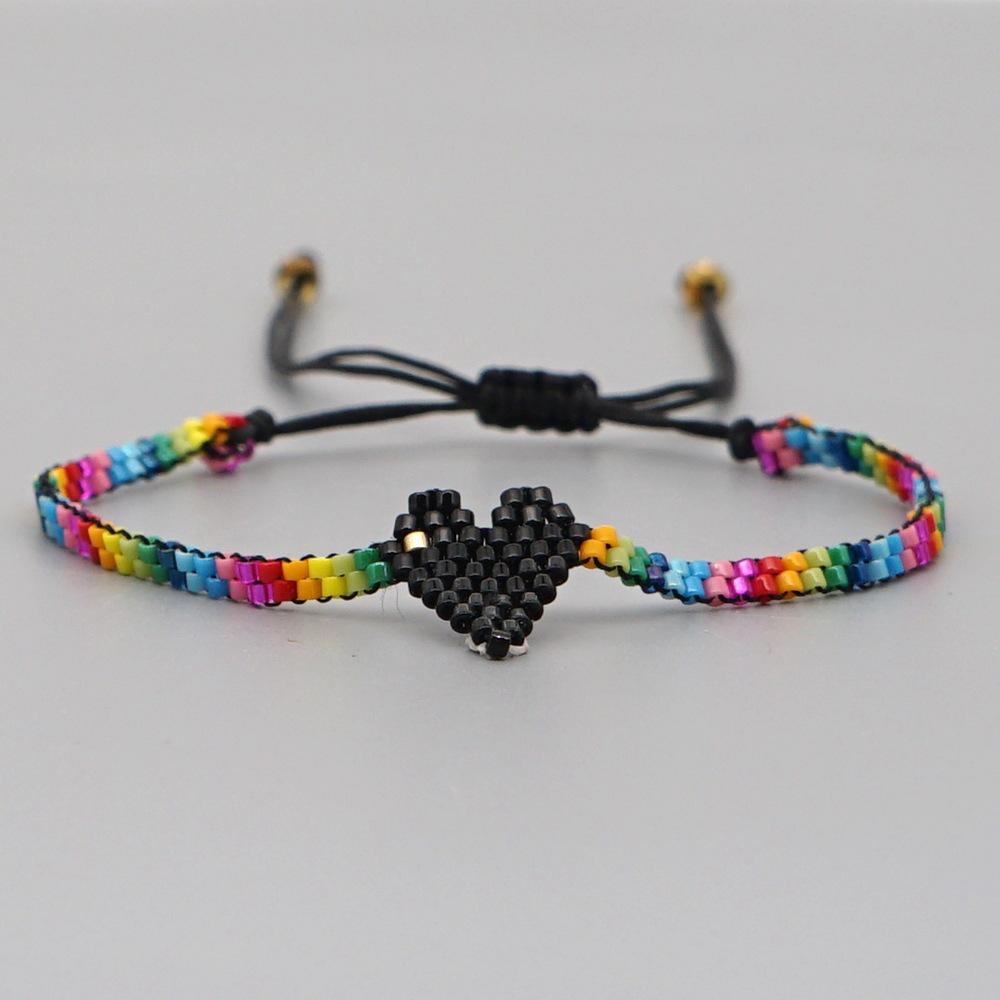 Diamond-studded Heart Shape Eye Miyuki Bead Bracelet Set Wholesale Jewelry Nihaojewelry display picture 5