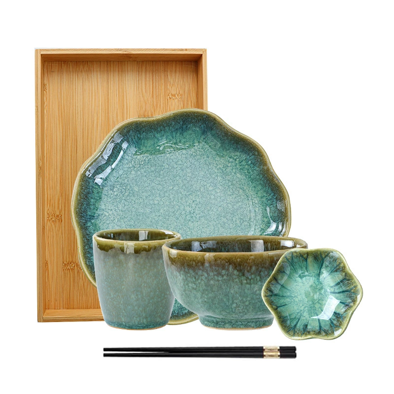 Japanese retro ceramic tableware, set, light luxury style