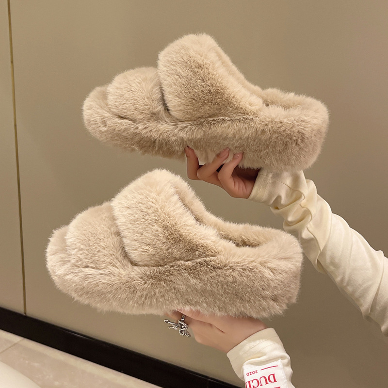 Cross-border large size Mao Mao slippers women wear thick bottom cross home indoor cotton slippers manufacturers wholesale