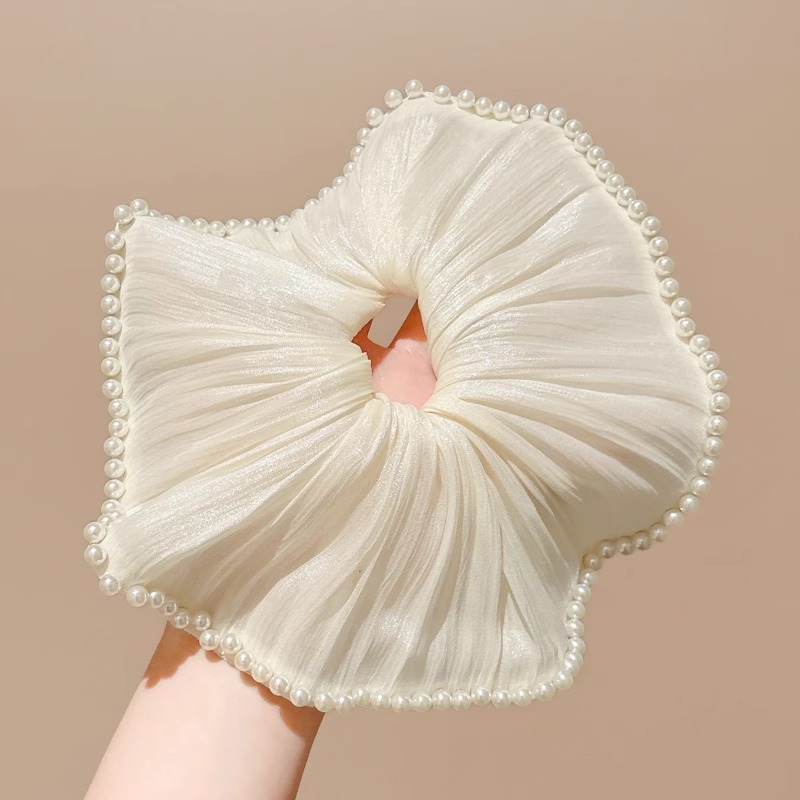 Encaje coreano, lazo para el cabello de intestino grueso, temperamento femenino de alto nivel, cuerda de cabeza de cola de caballo baja, cuerda para el cabello de flor de cabeza de doble capa, accesorios para el cabello