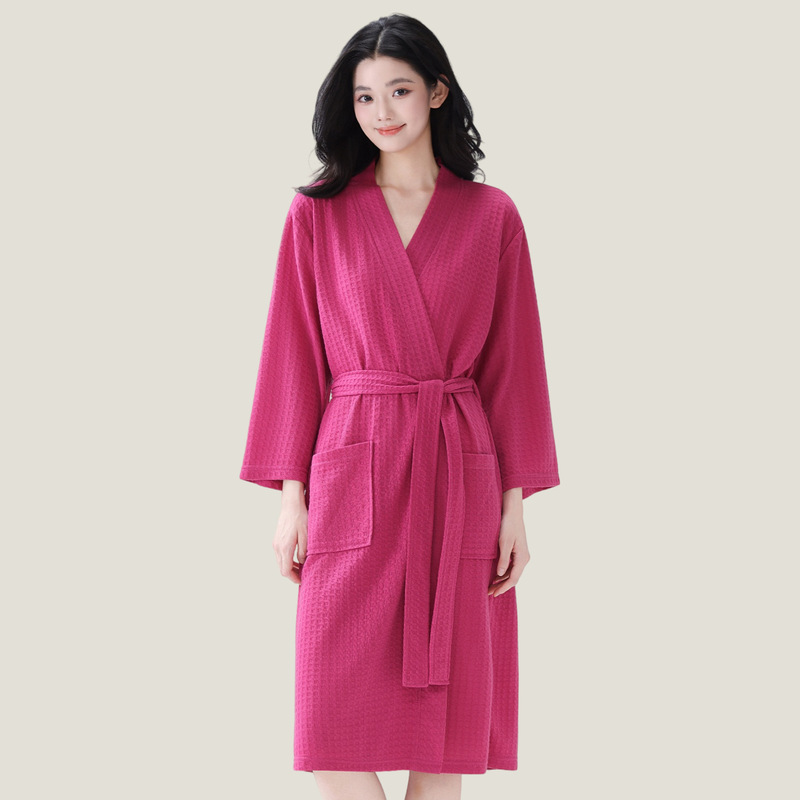 In-stock spring and summer women's thin quick-dry waffle bathrobes, couple's robes, men's bathrobes, beauty salon sauna clothing wholesale
