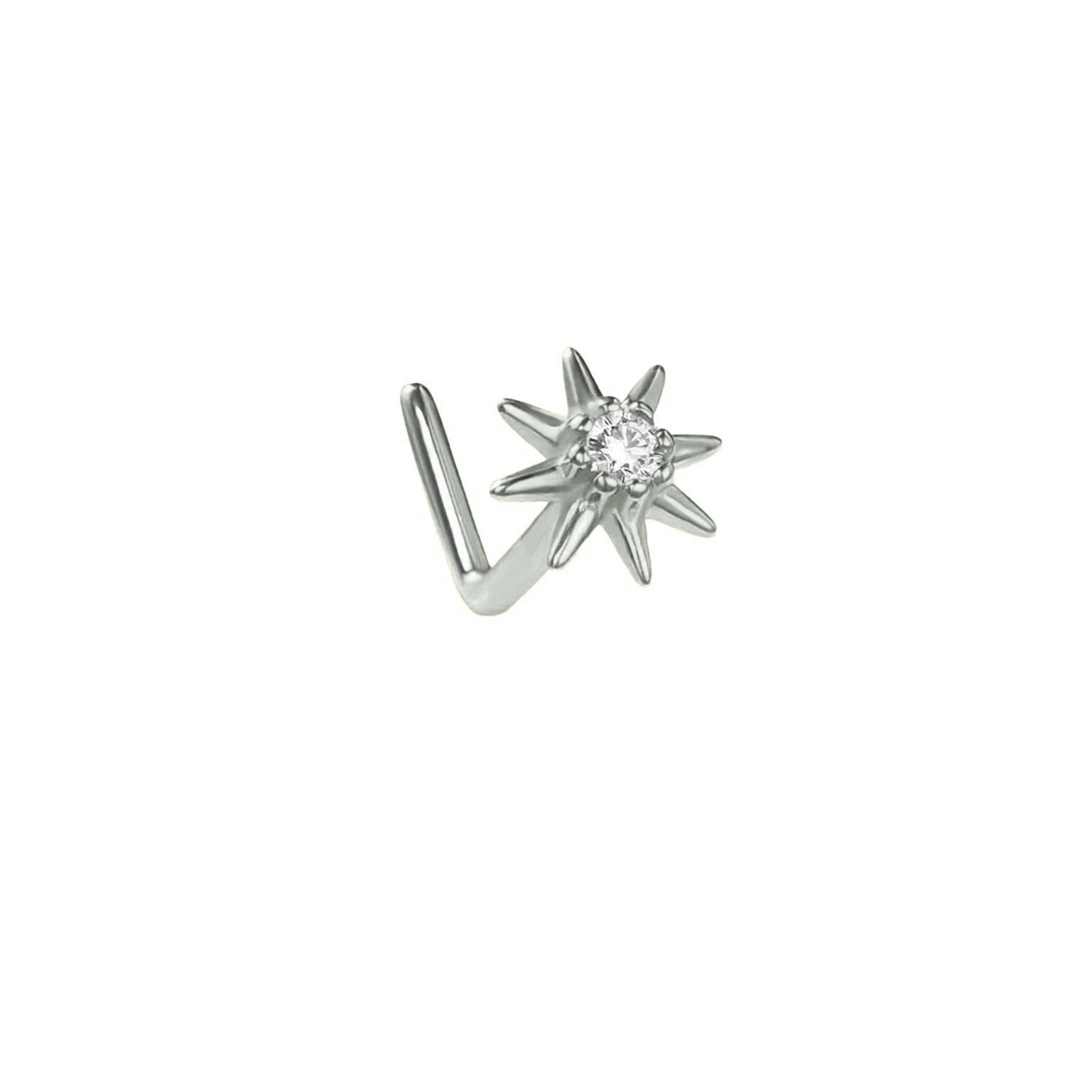 Серебряная серьга-носик 925, дизайн в виде zircon цветок, европейский стиль, варианты золото или платина