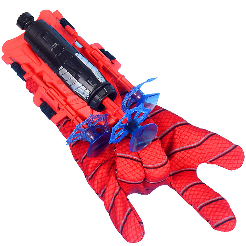 Héroe transfronterizo Araña lanzador lechón eyección spinning Jet sticky Wall Soft Bullet Gun muñeca guantes de juguete