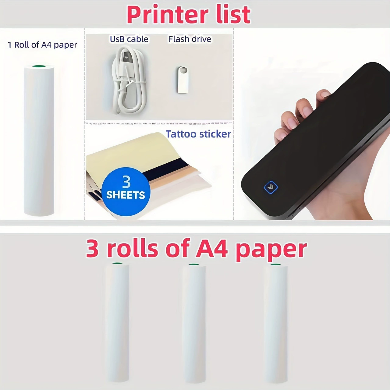 Portable Wires Thermal Printer Wires Tattoo Portable Tattoo