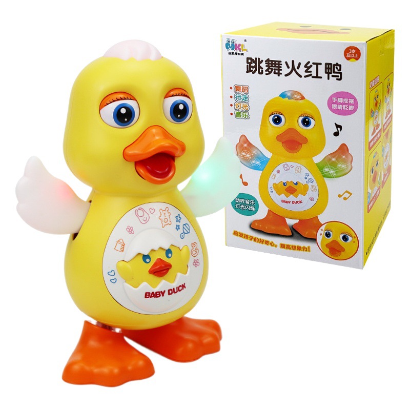 Tiktok bebé baile eléctrico concierto de juguete en movimiento niños bebé red pato rojo luz música interesante
