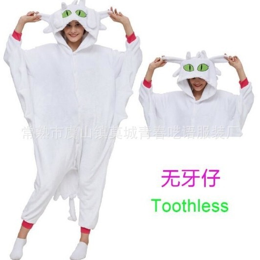 Autumn and winter black dragon flannel night evil toothless cartoon animal one-piece pajamas men's and women's autumn and winter dragon animal pajamas