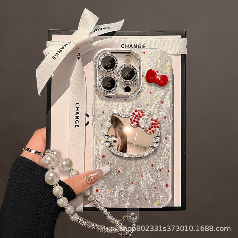 Wave point glitter lens for OPPO A3/A5PRO makeup mirror vivoX90 cat X200 feather yarn mobile phone case