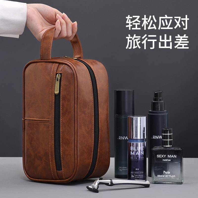 Yige bolsa de lavado de moda multifuncional creativa de viaje bolsa de almacenamiento de productos para el cuidado de la piel de los hombres portátil bolsa de cosméticos de pu