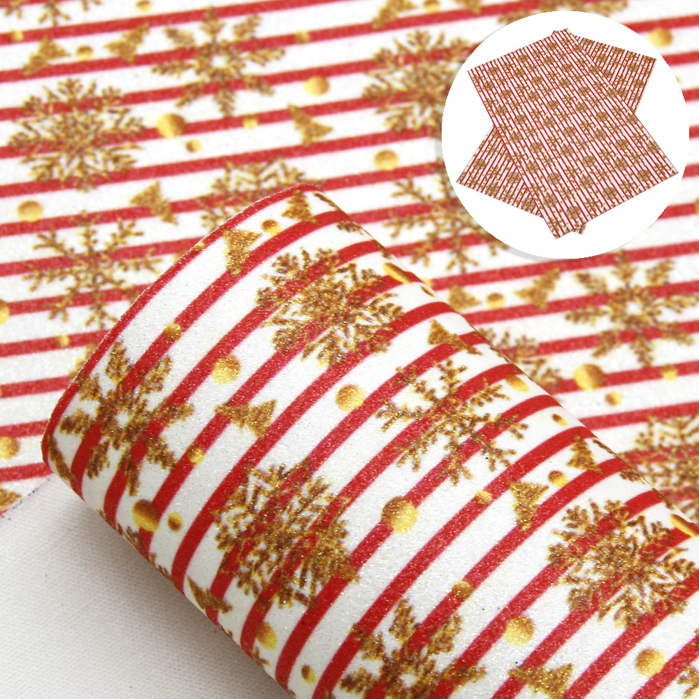 クリスマス雪花模様の薄いポリエステル綿や四面弾ニット生地のプリント生地手作りdiyシャツスカート服装生地