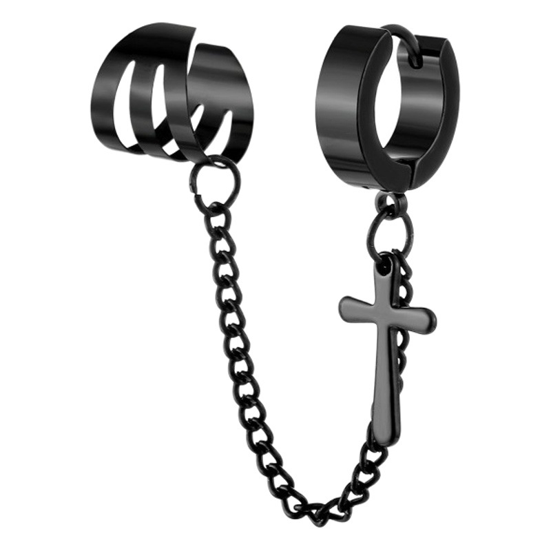 Amazon cross-border e-commerce titanium steel stainless steel earbuckle personalized fashion chain terms stainless steel hip hop earring earbuckle