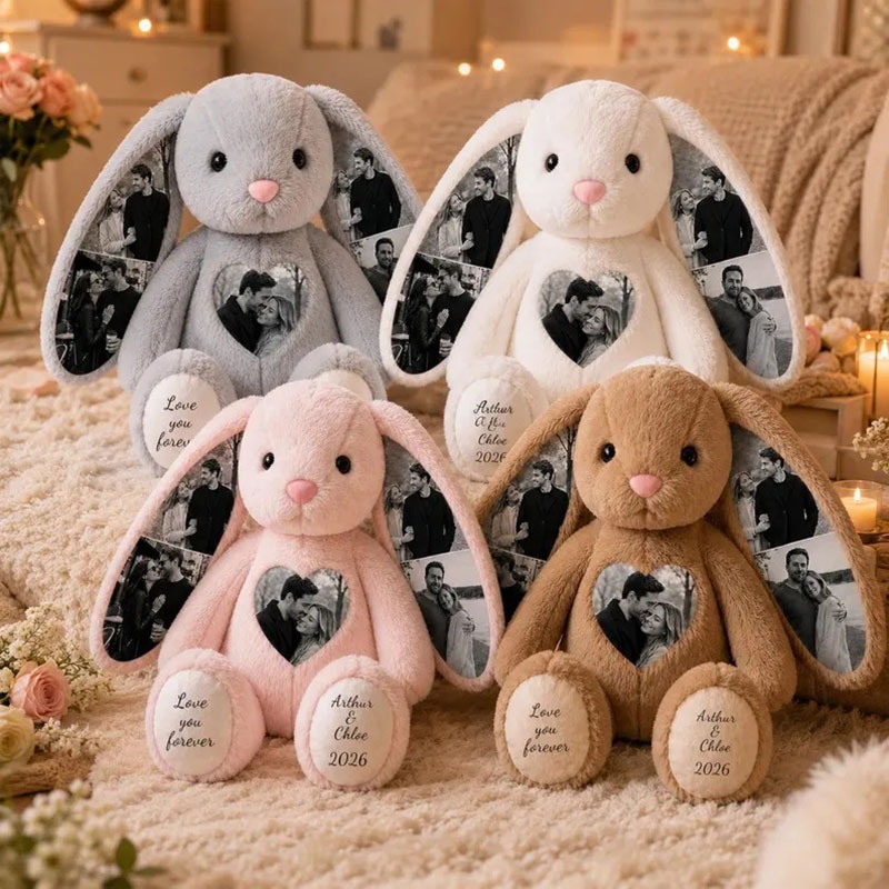 Muñeco de Peluche Conejo Orejas Largas de Algodón PP Bordado Personalizable para Regalos image 6