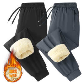 男士裤子冬季加绒加厚保暖户外运动裤大码休闲长裤羊羔绒裤子男款