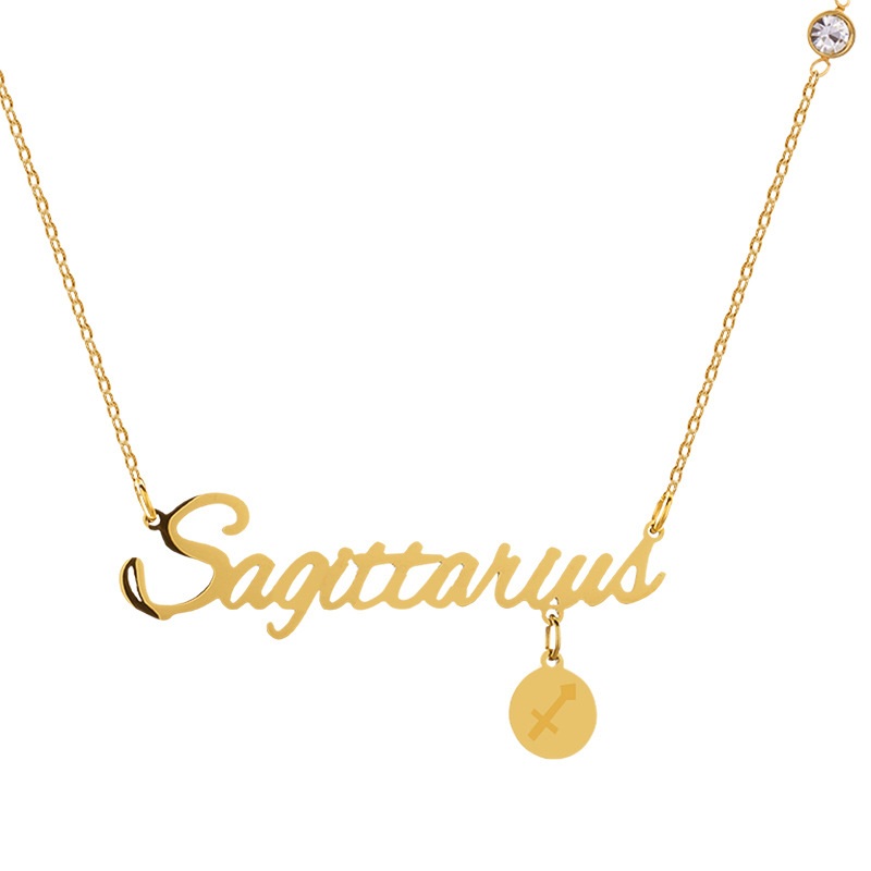 Constellation Pattern Women's Gender Plating Design Simple Style Constellation Titanium Steel Plating Gold Plated Necklace