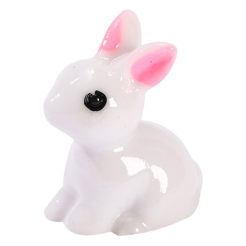 Miniature Landscape Ornament Little White Rabbit Bunny Resin Crafts Decorative Hand-Painted Crafts