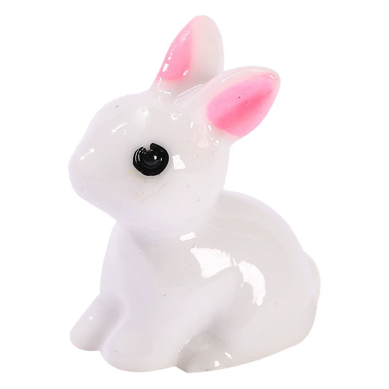 Миниатюрный ландшафтный декор: белый кролик из смолы, ручная роспись, декоративное изделие