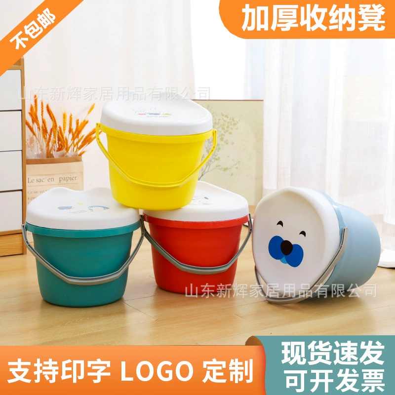 Маленькая желтая утка большой табурет для хранения мультфильм каракули бочка игрушка всякая всячина стул для хранения Портативный утолщенный пластиковый табурет для хранения