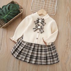 Children's sweater coat 2024 autumn new college style girls' fashion two-piece set children's clothing girl's sweater set
